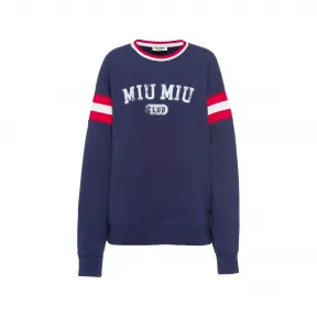 缪缪/Miu Miu 蓝色 Oversize 印花棉质卫衣 MJL870-11MO-F0008