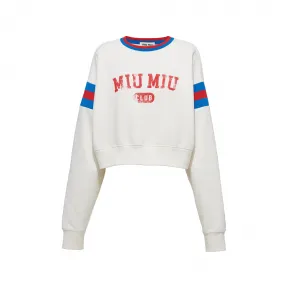 缪缪/Miu Miu 白色 短裁印花棉质卫衣 MJL881-11MO-F0009