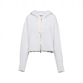 缪缪/Miu Miu 灰色 刺绣棉质抓绒帽衫 MJL954-12Y6-F0031