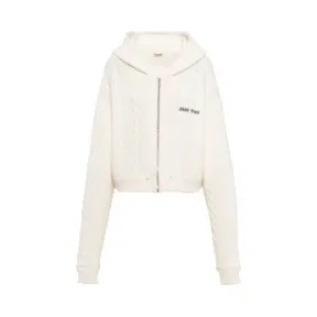 缪缪/Miu Miu 绞花针织羊绒和羊毛帽衫 MMF525-1ZLF-F0009