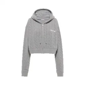 缪缪/Miu Miu 绞花针织羊绒和羊毛帽衫 MMF525-1ZLF-F0031