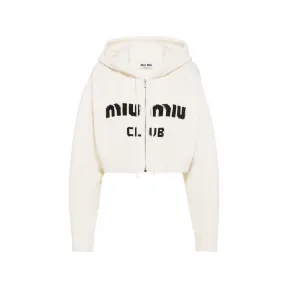 缪缪/Miu Miu 白色 羊绒帽衫 MMF646-11SK-F0009