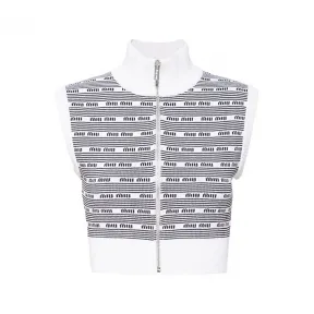 缪缪/Miu Miu 白色/黑色 粘胶纤维针织背心 MMF719-12ZJ-F0964