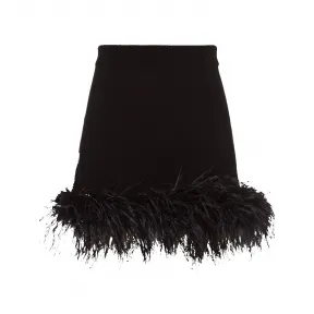 缪缪/Miu Miu 黑色 Cashmere Miniskirt With Feathers MMG418-12J8-F0002