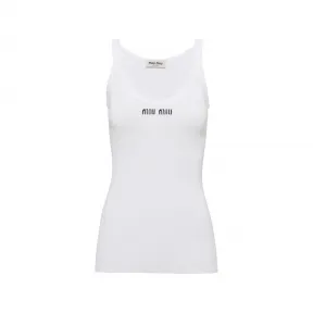 缪缪/Miu Miu 白色 棉质针织背心 MMV075-12ZL-F0009