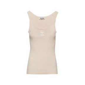 缪缪/Miu Miu 象牙色 棉质针织背心 MMV097-1U7S-F0304