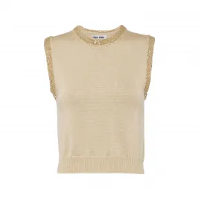 缪缪/Miu Miu 亮片真丝针织背心 MMV118-13Q1-F0061