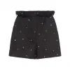缪缪/Miu Miu 黑色 刺绣grain De Poudre 短裤 MP1599-1TGV-F0002