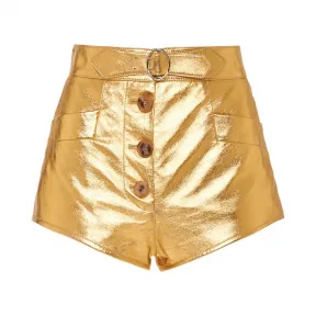缪缪/Miu Miu 金银线织物软羊革短裤 MPP318_AW4_F0056
