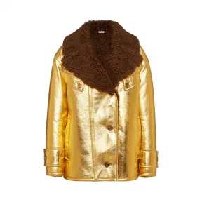 缪缪/Miu Miu 金银线织物软羊革和毛羊皮外套 MPV696_1U62_F0T92