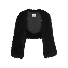 缪缪/Miu Miu 黑色 鹳毛披巾 MPY042-WNG-F0002