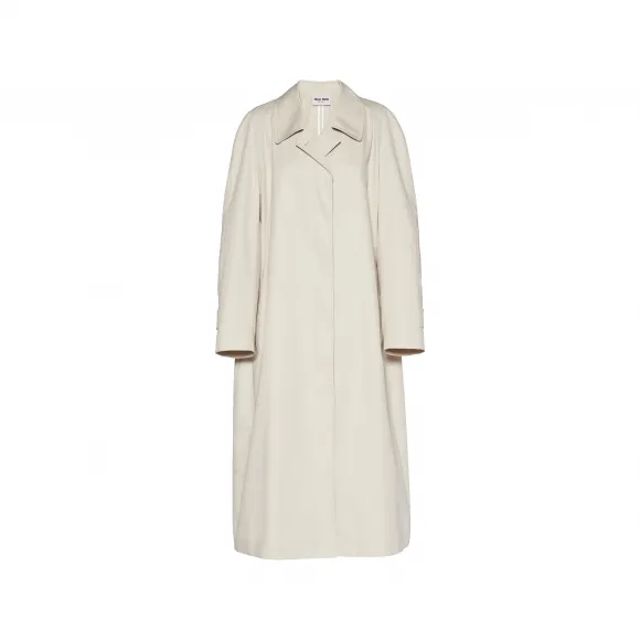 缪缪/Miu Miu 石灰岩色 单排扣华达呢大衣 MS1934-12MB-F0A08