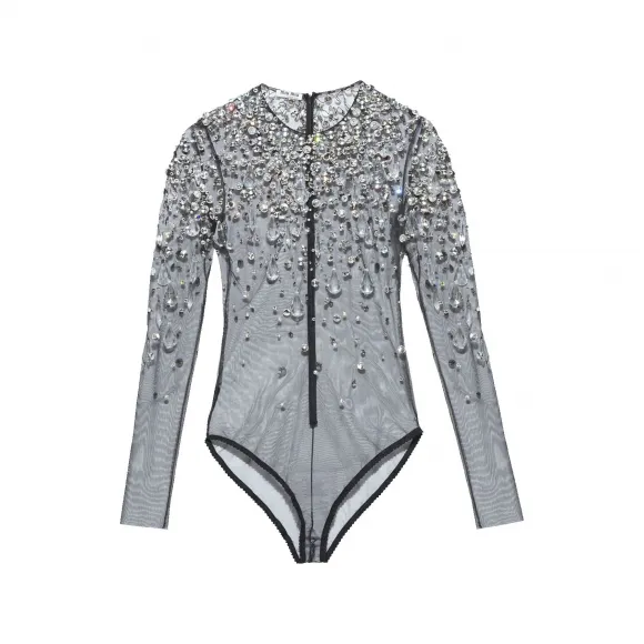 缪缪/Miu Miu 黑色 刺绣薄纱连体衣裤 MT1667-4HC-F0002