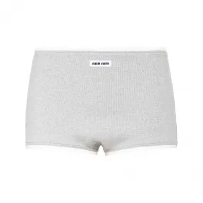 缪缪/Miu Miu 灰色 徽标装饰罗纹针织内裤 SP9393-12HM-F0031