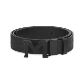 万宝龙/Montblanc MB198646-万宝龙风尚3.0系列M扣黑色/光面黑色双面皮带（35毫米）