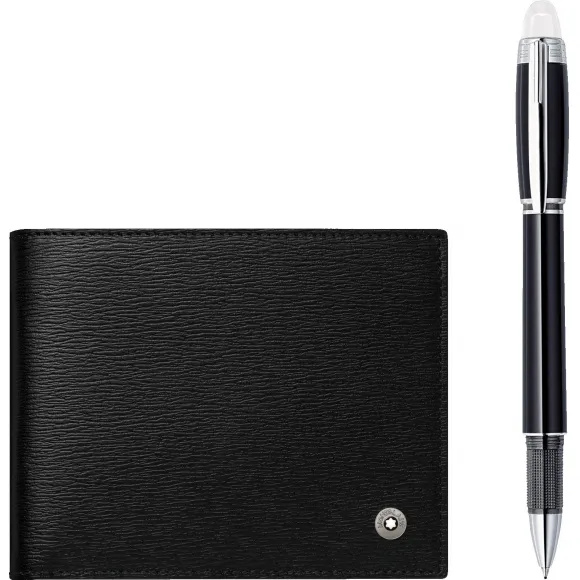 万宝龙/Montblanc 星际行者系列铂金幼线笔和4810 Westside黑色皮夹（6个信用卡位）套装 U0118906
