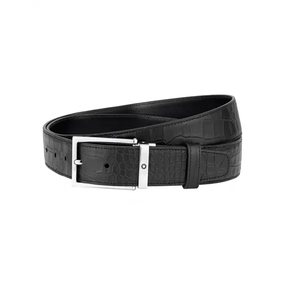 万宝龙/Montblanc 方形闪亮镀钯针式带扣皮带 U0126737