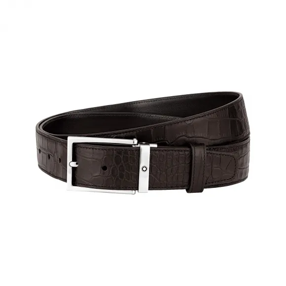 万宝龙/Montblanc 方形闪亮镀钯针式带扣皮带 U0126739