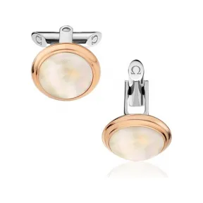 欧米茄/Omega 18K玫瑰金、不锈钢与2颗立体圆形珍珠母贝: 袖扣 C94DGA0204005