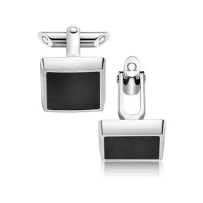 欧米茄/Omega 不锈钢和黑色拉丝树脂袖扣 - CA02ST0000505