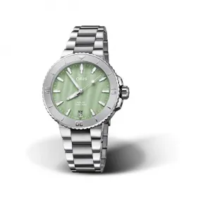 豪利时/Oris Aquis 系列 36.50 MM 多片式不锈钢表壳 分钟刻度显示上圈 自动机械机芯 女表 01-733-7770-4157-07-8-18-05p