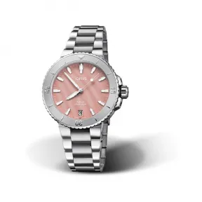 豪利时/Oris Aquis 系列 36.50 MM 多片式不锈钢表壳 分钟刻度显示上圈 自动机械机芯 女表 01-733-7770-4158-07-8-18-05p