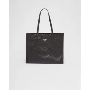普拉达/Prada 大号压褶软羊革托特包 1BG460-UVL-F0002