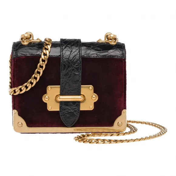 PRADA 手袋　新品 星际蓝Prada Galleria 小号鸵鸟皮手袋| Prada