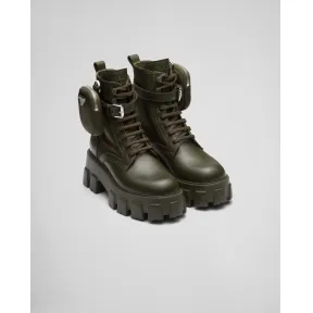 普拉达/Prada Monolith皮革及尼龙布军靴 1T255M-3LJS-F0161