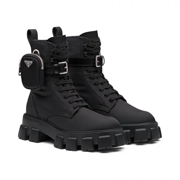 普拉达/Prada Re-Nylon再生尼龙华达呢军靴 2UE017-1YFL-F0002
