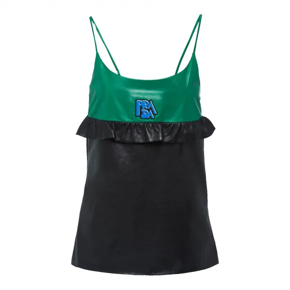 普拉达/Prada 绿色/黑色 女士 上衣 59379 327 F054U