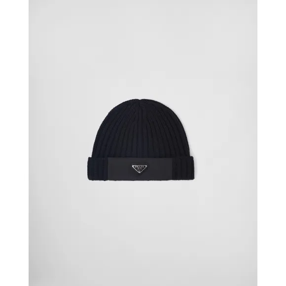 普拉达/Prada 再生尼龙华达呢和羊毛帽 UMD446-1WTO-F0002