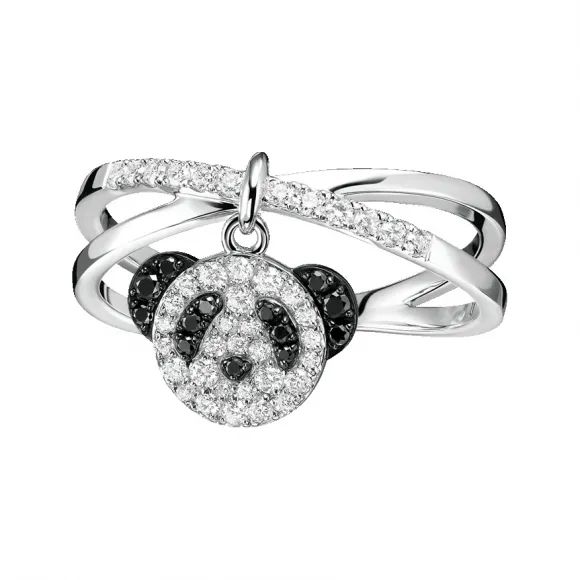 麒麟/qeelin Petite Bo Bo 18K白金钻石及黑钻石戒指 BBF-RI0009A-WGDBD