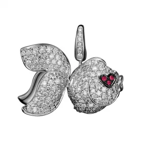 麒麟/qeelin Je t'aime Qin Qin 18K 白金钻石及红宝石吊坠 (小) QQ-030-VFPPD-WGDRU