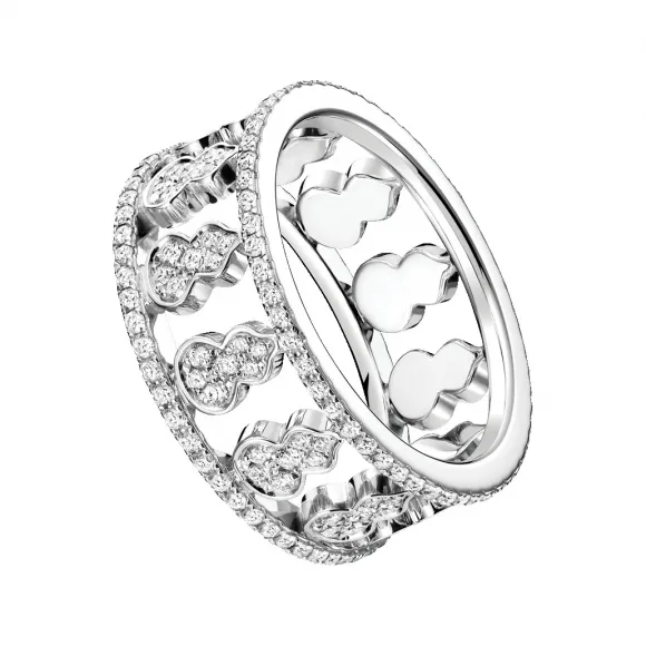麒麟/qeelin Wulu 18K白金钻石镂空葫芦图案戒指 (戒指尺寸可分为欧码49、51、53 及 56) WU-020-EWRI49-WGD