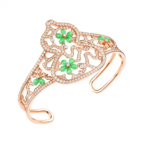 麒麟/qeelin Wulu 18K玫瑰金钻石及翡翠手镯 WU-020-FLBNL-RGDGJE