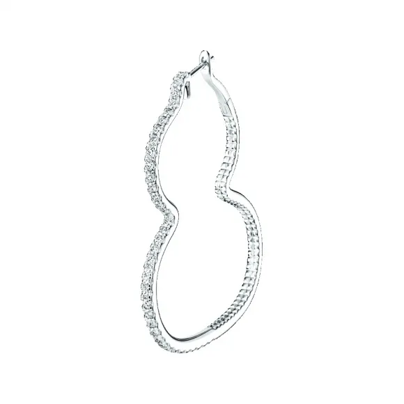 麒麟/qeelin Wulu hoop 18K白金钻石耳环 耳环单独发售 WU-020-HER-WGD2
