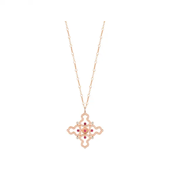 麒麟/qeelin Wulu 18K玫瑰金钻石及红宝石项链 WU-020-LGNL4-RGDRU