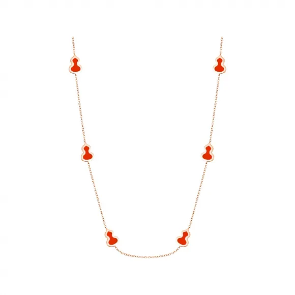 麒麟/qeelin Wulu Sautoir 18K玫瑰金及红搪瓷项链 (20吋) (可调校长度项链) WU-020-SNL8-RGREDE