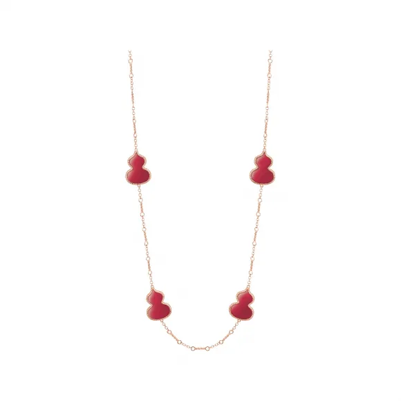 麒麟/qeelin Wulu Sautoir 18K玫瑰金红玛瑙项链 (20吋） WU-020-SNLB-RGRA