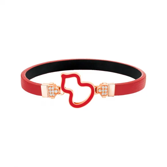 麒麟/qeelin Wulu 18K玫瑰金钻石及紅搪瓷手带扣子 (手带,手链及手镯另外发售) WU-030-BU-RGDREDE