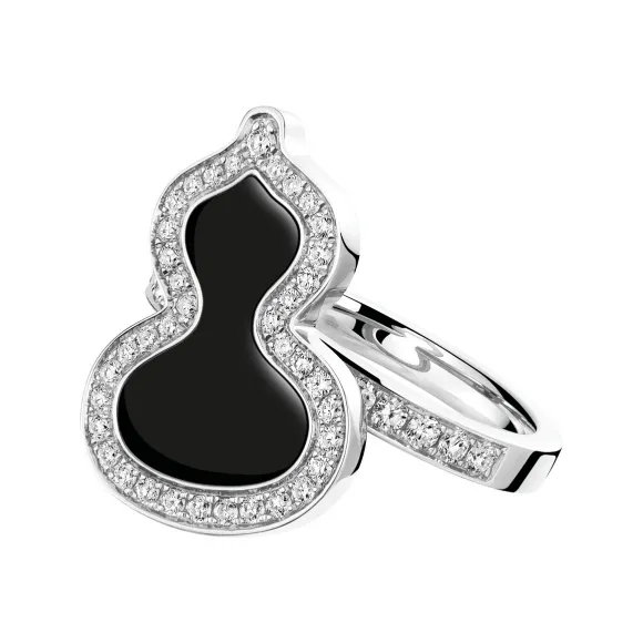 麒麟/qeelin Wulu 18K白金钻石及缟玛瑙戒指 (小) WU-030-SRI-WGDON