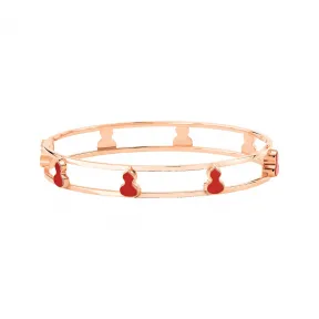 麒麟/qeelin Wulu 18K金红玛瑙葫芦小八福手镯  (尺吋为14.5/15.5/16.5/17.5/18.5公分) WU-040-8BN145-RGRA
