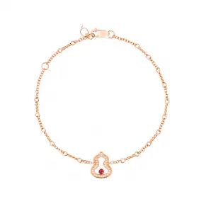 麒麟/qeelin Wulu 18K玫瑰金钻石及红宝石手链 WU-040-LGBL-RGDRU