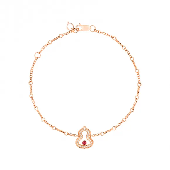 麒麟/qeelin Wulu 18K玫瑰金钻石及红宝石手链 WU-040-LGBL-RGDRU