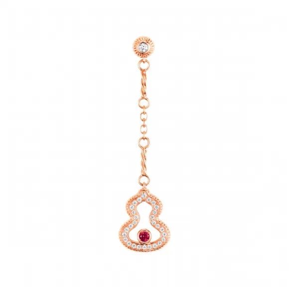 麒麟/qeelin Wulu 18K玫瑰金钻石及红宝石耳环 (耳环单独发售) WU-040-LGER-RGDRU