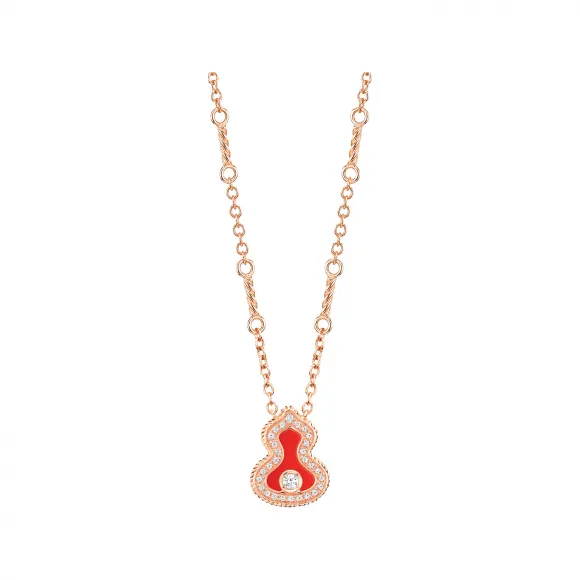 麒麟/qeelin Wulu 18K玫瑰金钻石及红玛瑙项链 WU-040-LGNL-RGDRA
