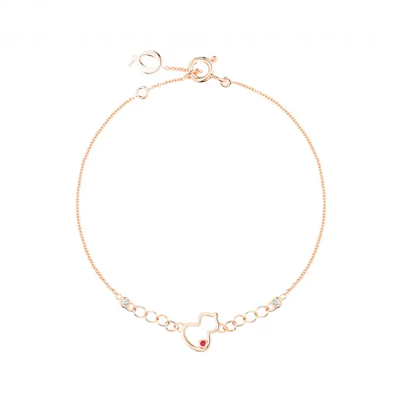 麒麟/qeelin Xiao Q Wulu 18K玫瑰金钻石及红宝石手链 WU-050-XQBL-RGRU