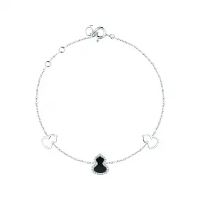 麒麟/qeelin Petite Wulu 18K白金钻石及缟玛瑙手链 WU-BR0001A-WGDON