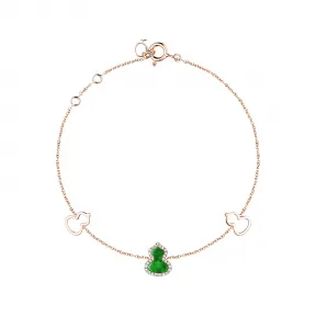 麒麟/qeelin Petite Wulu 18K玫瑰金钻石及翡翠手链 WU-BR0001C-RGDGJE